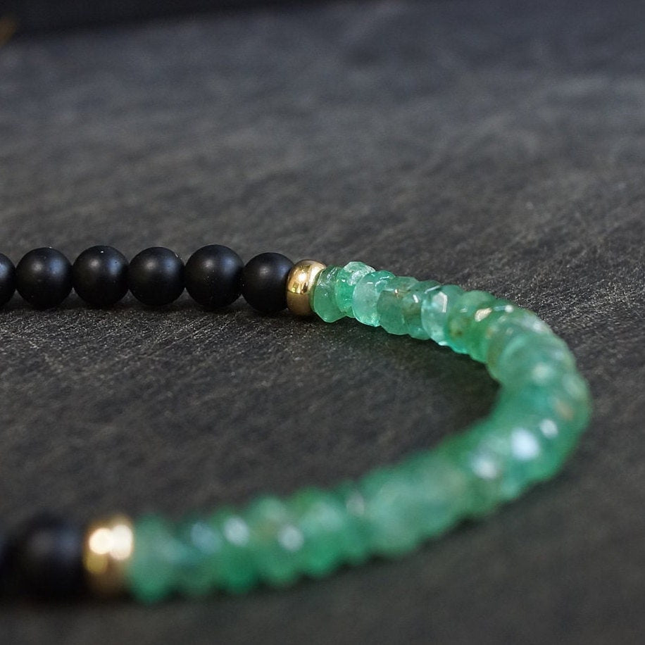 14K: Emerald Mens Bracelet | 4-5 mm | Green | Fine Jewelry