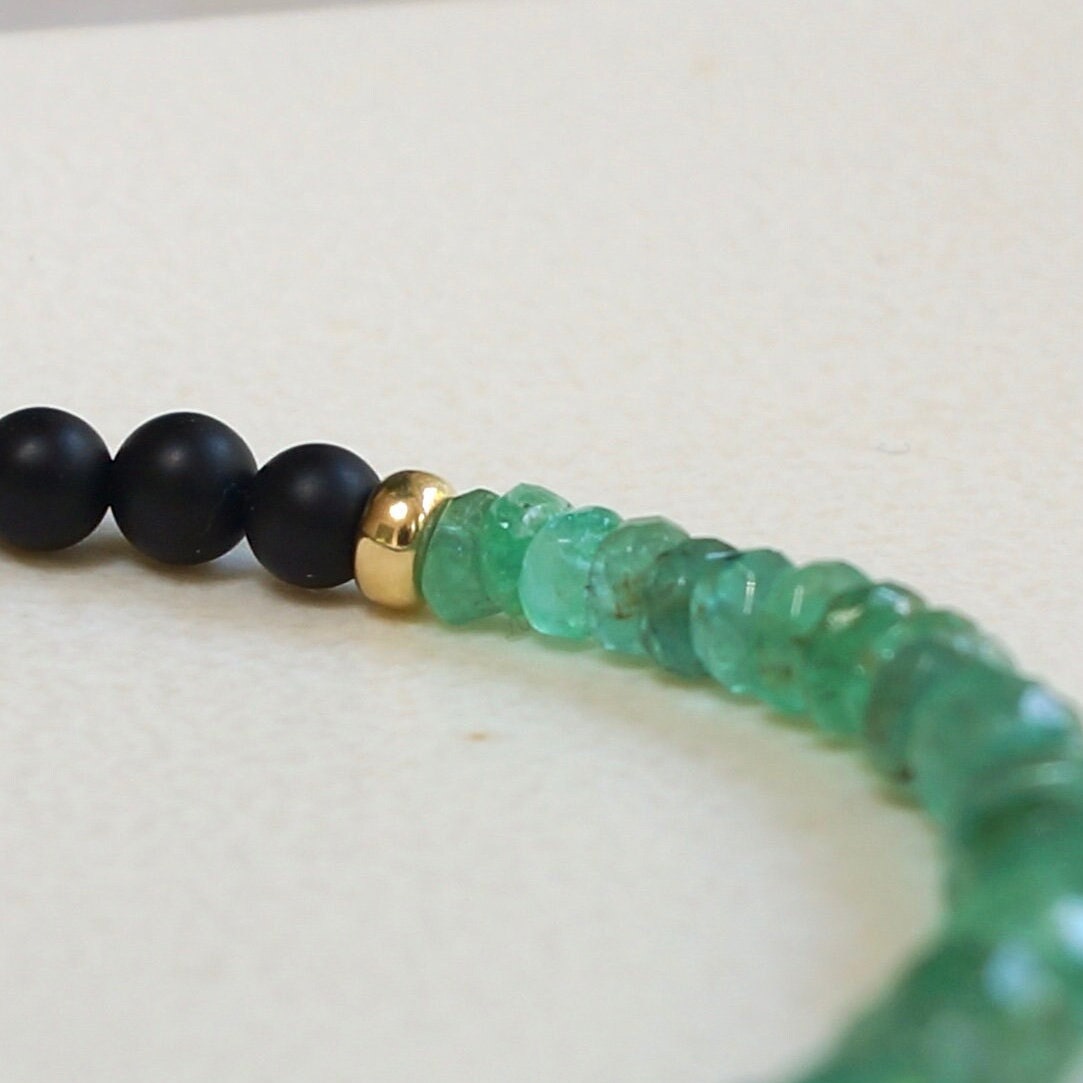 14K: Emerald Mens Bracelet | 4-5 mm | Green | Fine Jewelry