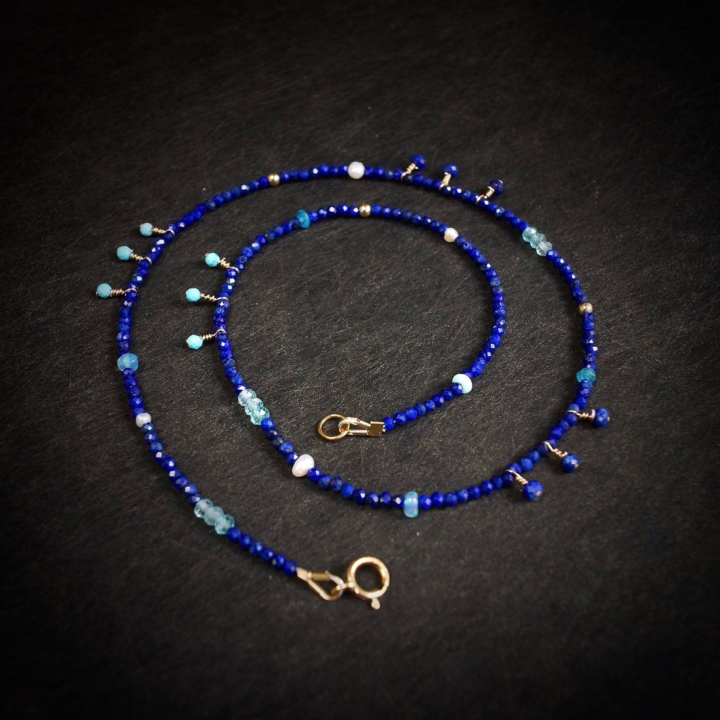 14k Solid Gold: Lapis Lazuli Necklace | Fine Jewelry | Little Charms