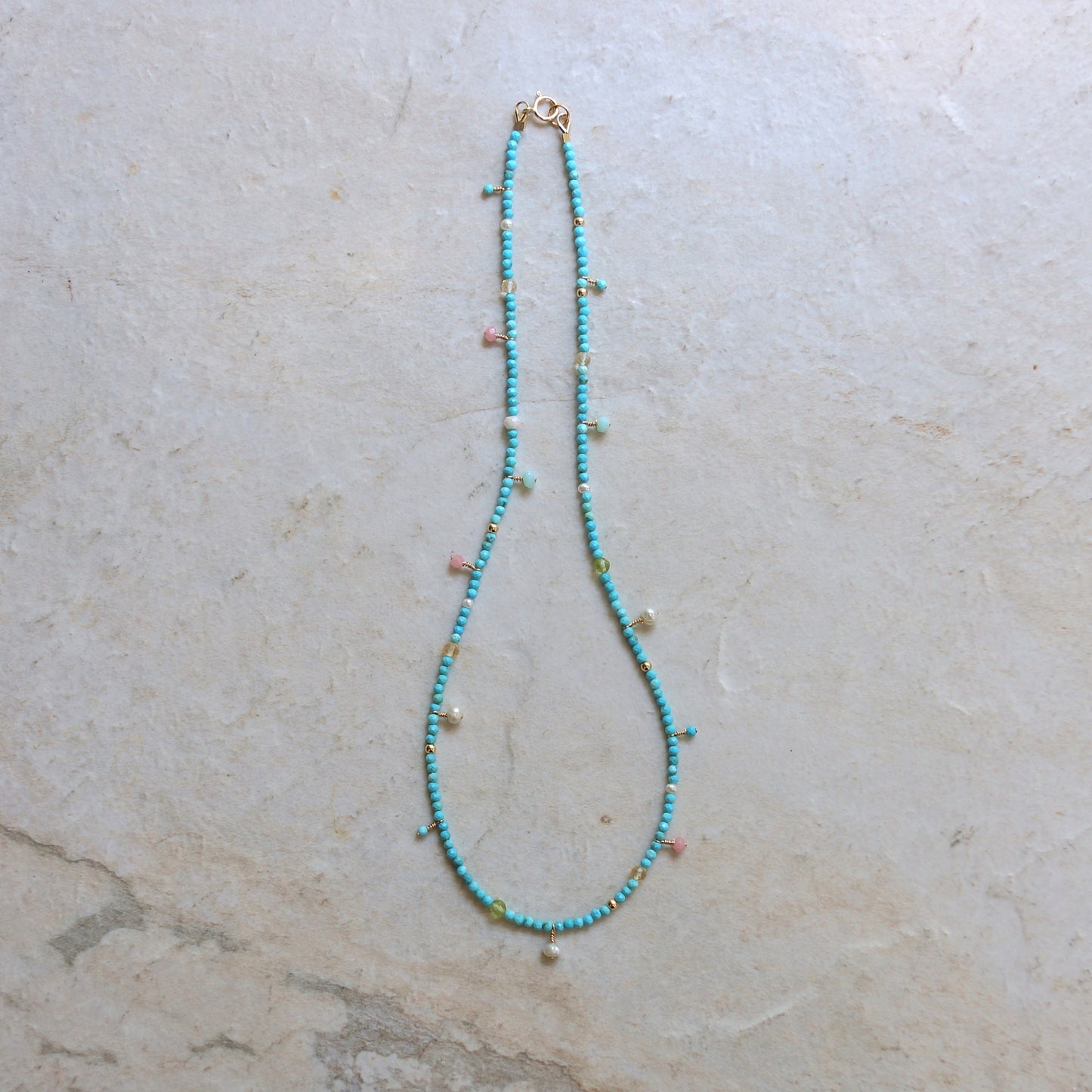 14k Solid Gold: Turquoise Necklace| 2.5mm | Fine Jewelry