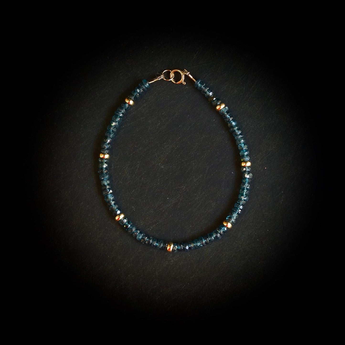 14K Solid Gold: Teal Kyanite Bead Bracelet| 3mm| Teal Green| Fine Jewelry| Healing Crystal | Spiritual Bracelet