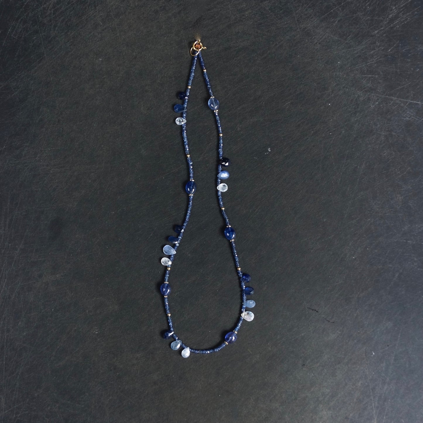 14k Solid Gold: Blue Sapphire Necklace| 2 mm |  Fine Jewelry