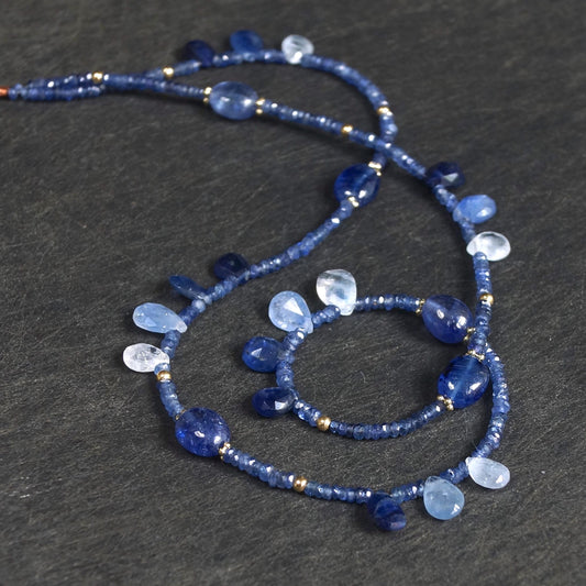 14k Solid Gold: Blue Sapphire Necklace| 2 mm |  Fine Jewelry