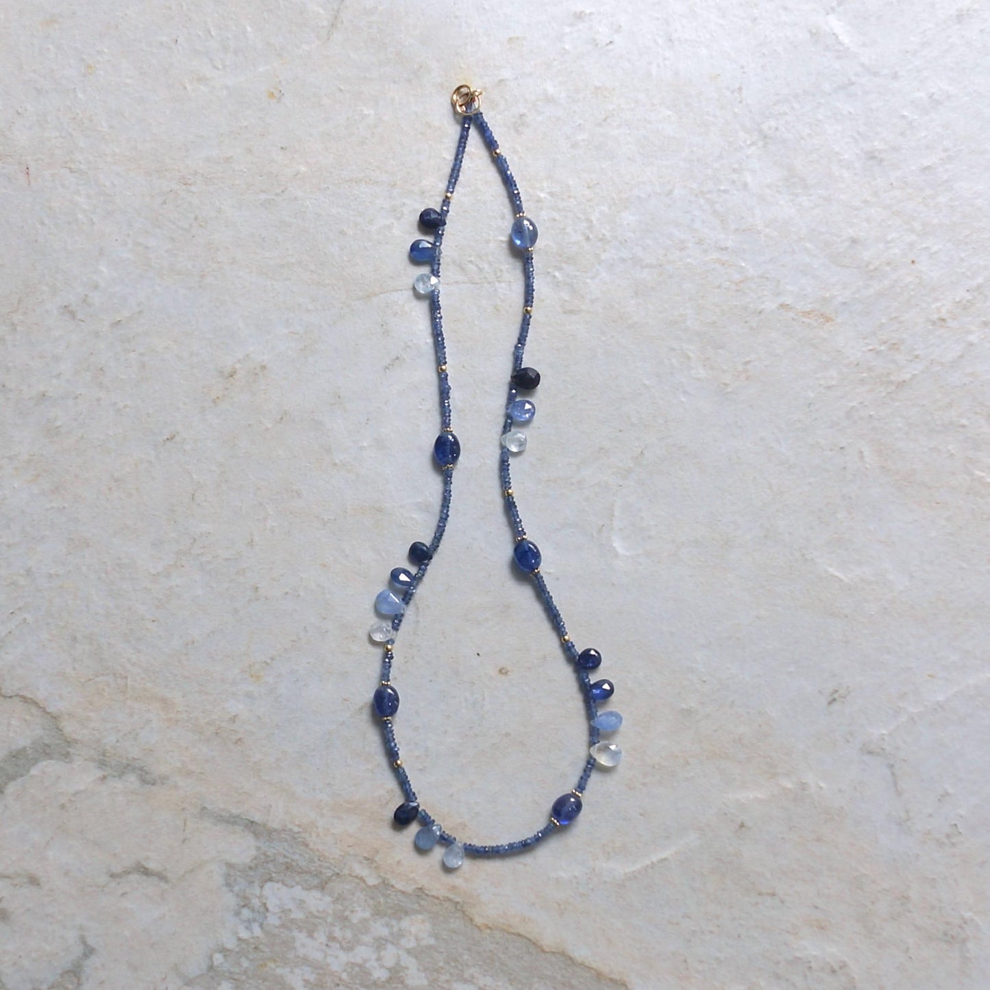 14k Solid Gold: Blue Sapphire Necklace| 2 mm |  Fine Jewelry