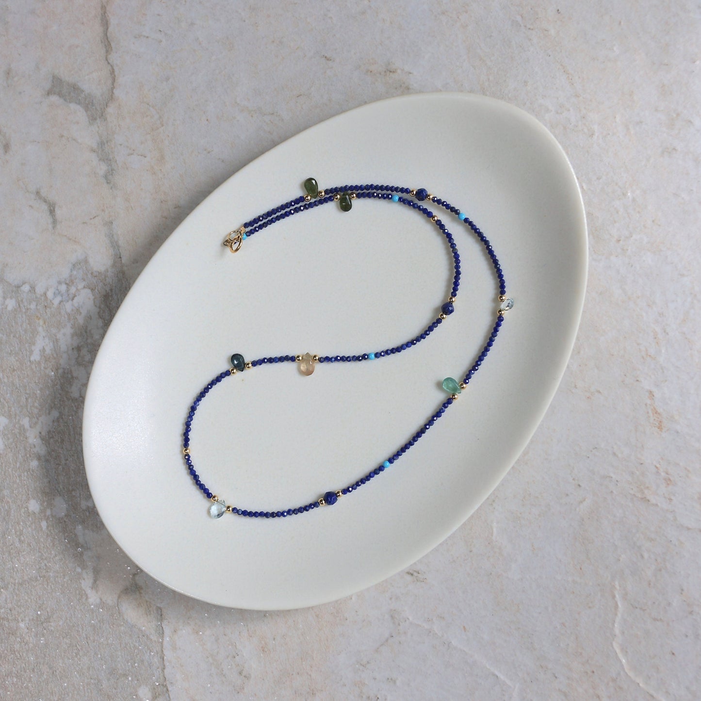 14k Solid Gold: Lapis Lazuli Necklace | Fine Jewelry | Little Charms